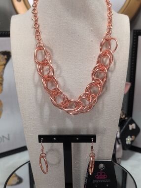 Paparazzi Heavy Metal Hero Copper Necklace and Earrings Set